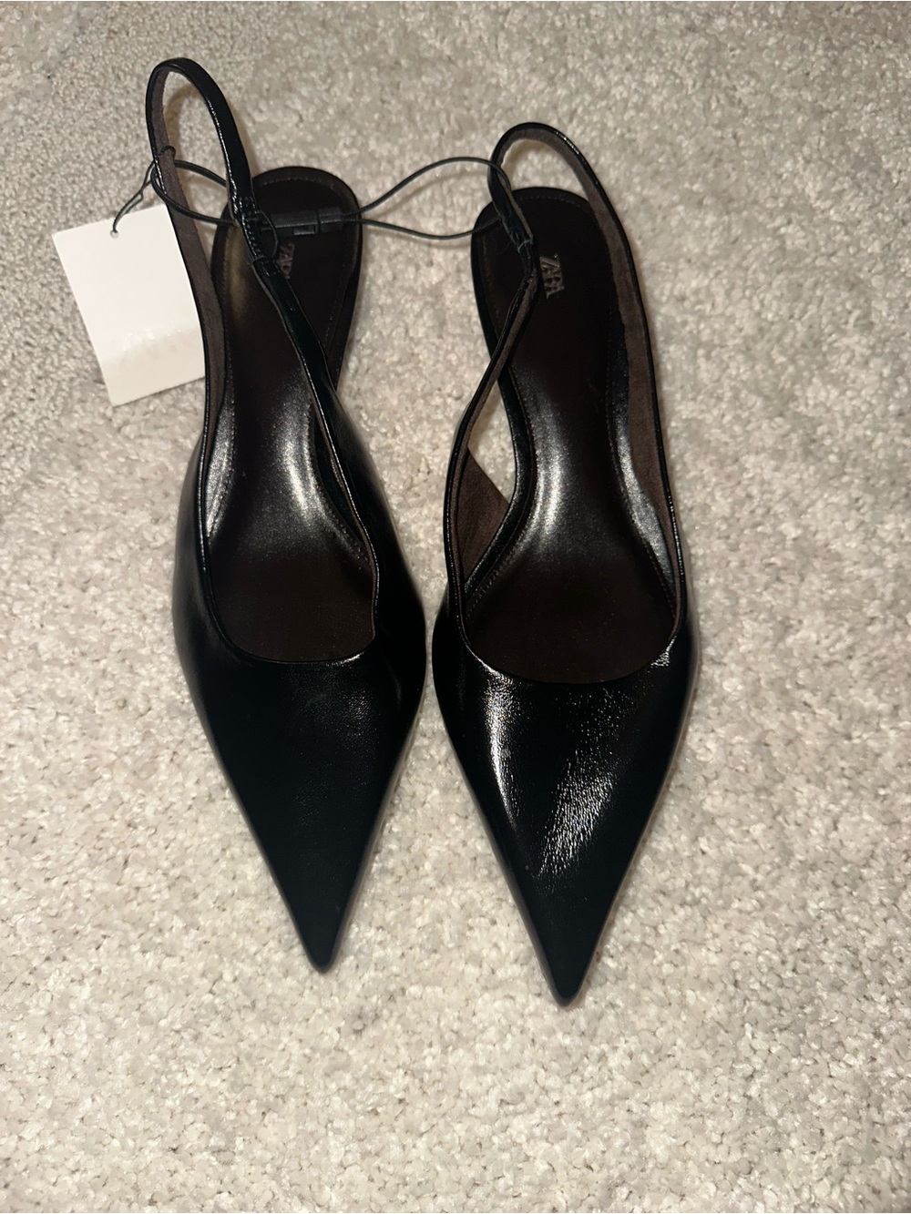 Zara Leather Slingback Kitten Heels - Picture 6 of 6
